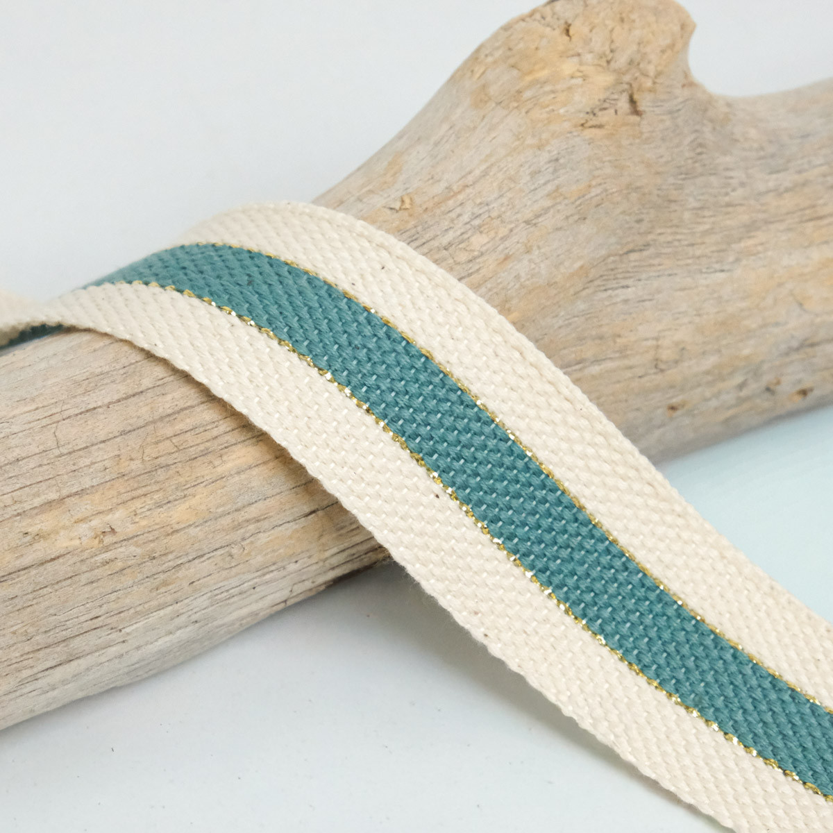 Two-Tone Ocean Blue Lurex Cotton Strap - Maison Klem